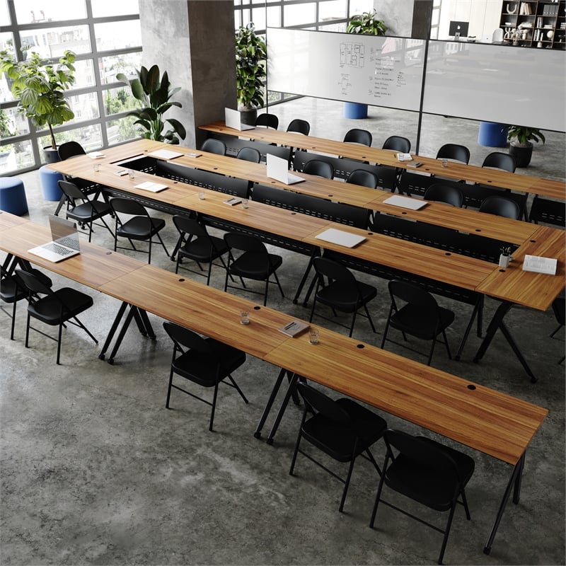 Pemberly Row Nesting Flip Training Table with Steel Frame and Y-Legs