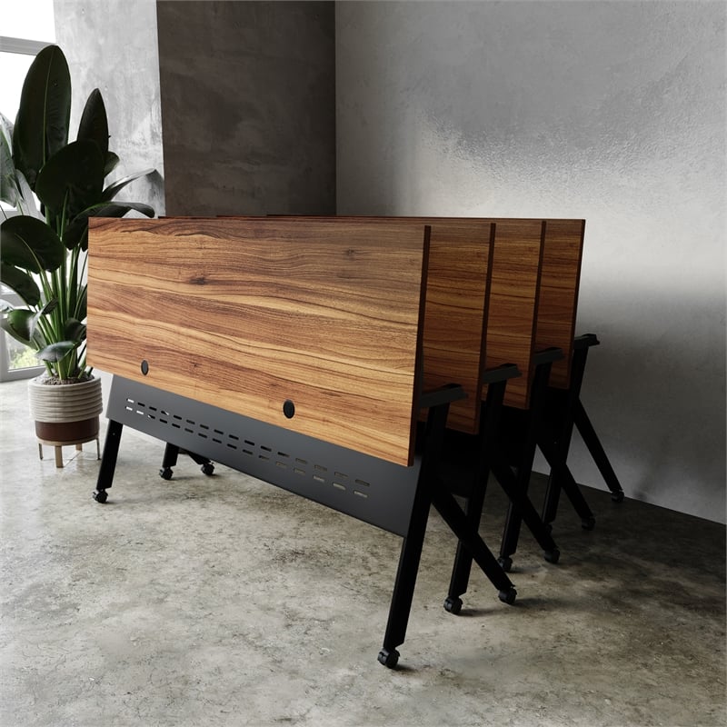 Pemberly Row Nesting Flip Training Table with Steel Frame and Y-Legs