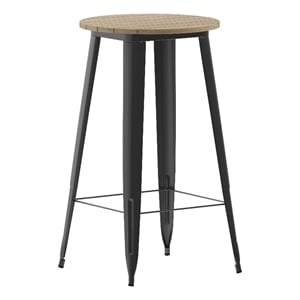 Pemberly Row 23.75&quot Poly Bar Top Restaurant Table with Frame in Brown/Black