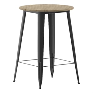 Pemberly Row 30&quot Poly Bar Top Restaurant Table with Steel Frame in Brown/Black