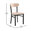 Pemberly Row Metal Dining Chair with Wood Seat & Boomerang Back in Natural Birch