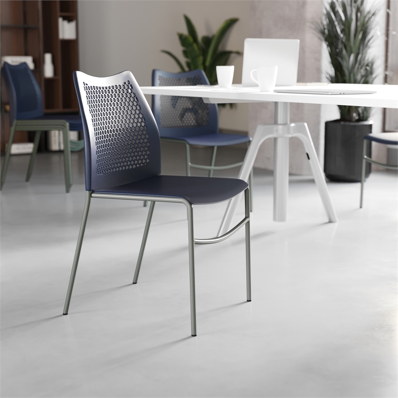 Pemberly Row Stackable Chair with Vented Back and Waterfall Seat in Black