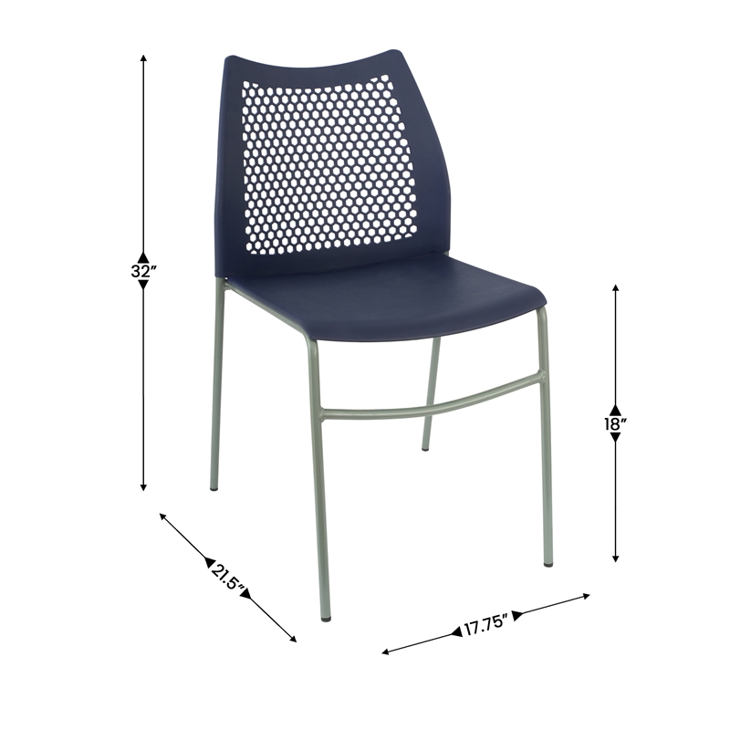 Pemberly Row Stackable Chair with Vented Back and Waterfall Seat in Black