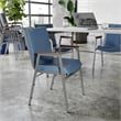 Pemberly Row Heavy Duty Navy Vinyl Padded Stack Chair with Arms