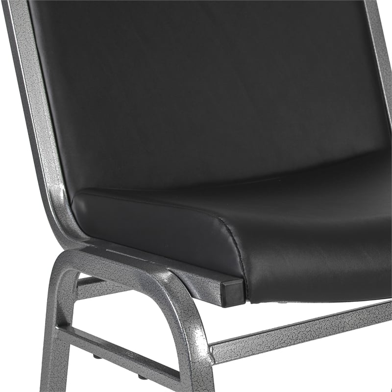 Pemberly Row Big and Tall 1000 lb Rated Black Vinyl Padded Stack Chair