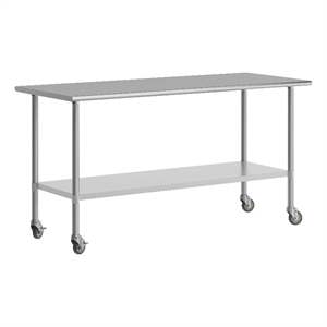Pemberly Row 30x72 Stainless Steel 18 Gauge Work Table with Undershelf & Casters