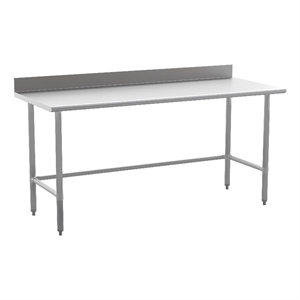 Pemberly Row Stainless Steel Kitchen Prep and Work Table with 4&quot Backsplash