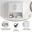 Pemberly Row Bathroom Wall Mount Medicine Cabinet with Magnetic Doors in White