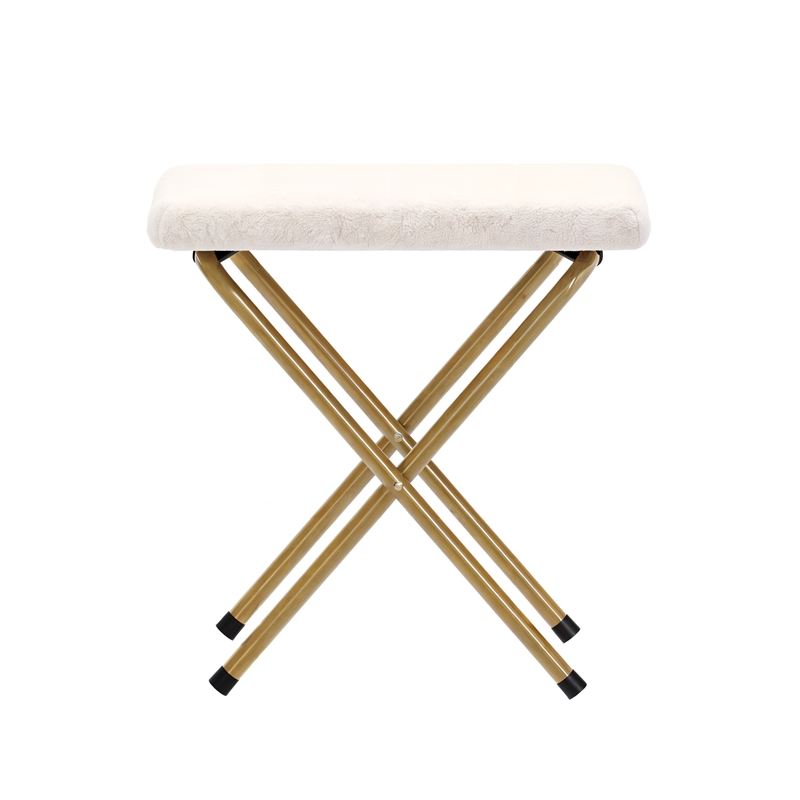 Pemberly Row Double Folding Faux Shearling Saucer Chair with 2 Ottomans