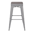 Pemberly Row Indoor/Outdoor Backless Bar Stool with Poly Seat in Silver/Gray
