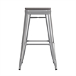 Pemberly Row Indoor/Outdoor Backless Bar Stool with Poly Seat in Silver/Gray