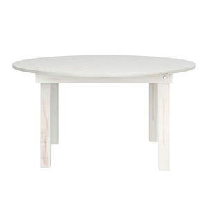 Pemberly Row 60&quot Round Rustic Solid Pine Farmhouse Folding Table in White