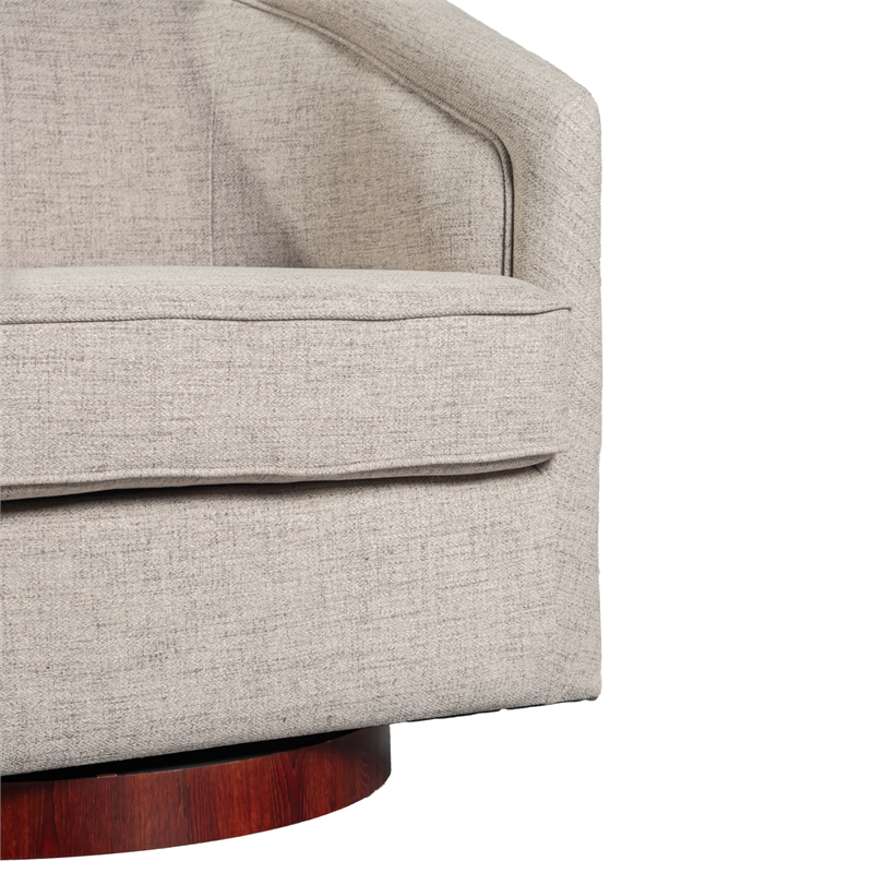 Pemberly Row Traditional Club Style Accent Chair with 360 Swivel Base in Cream