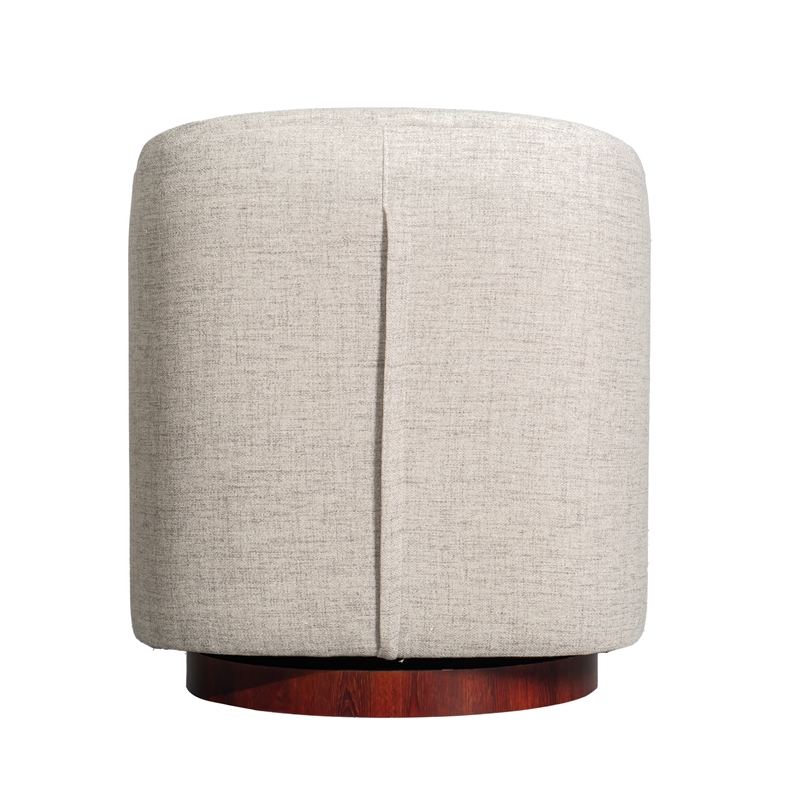 Pemberly Row Traditional Club Style Accent Chair with 360 Swivel Base in Cream