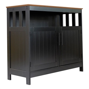 Pemberly Row Classic Sideboard and Buffet Cabinet with Storage in Black/Walnut