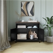 Pemberly Row Classic Sideboard and Buffet Cabinet with Storage in Black/Walnut