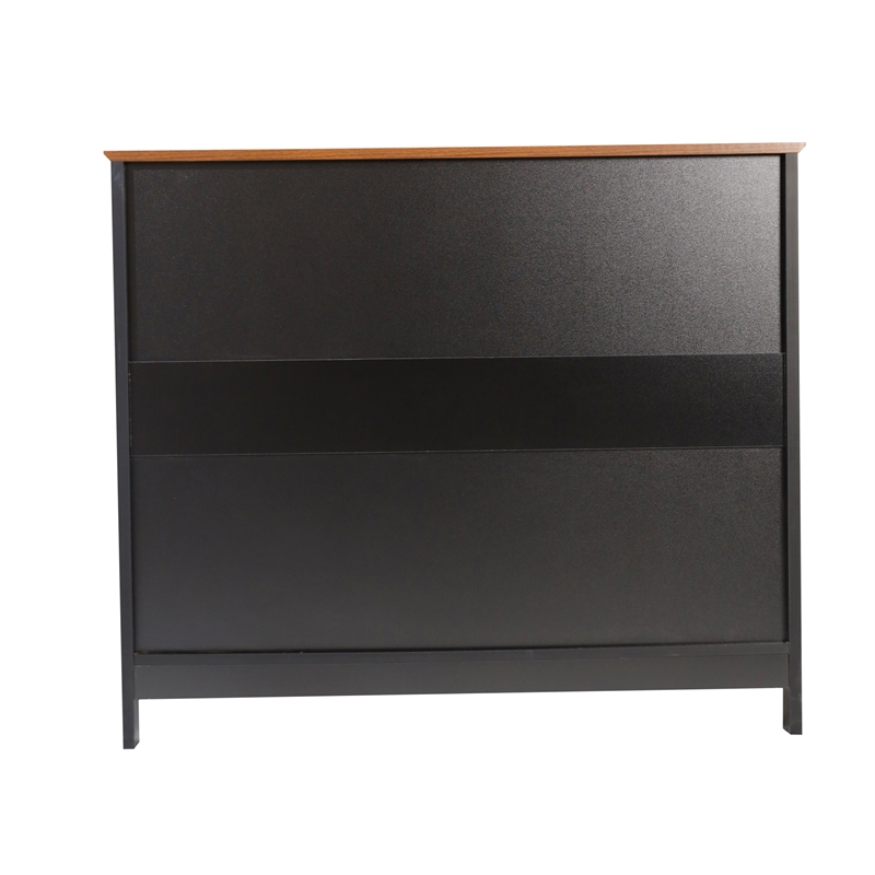 Pemberly Row Classic Sideboard and Buffet Cabinet with Storage in Black/Walnut