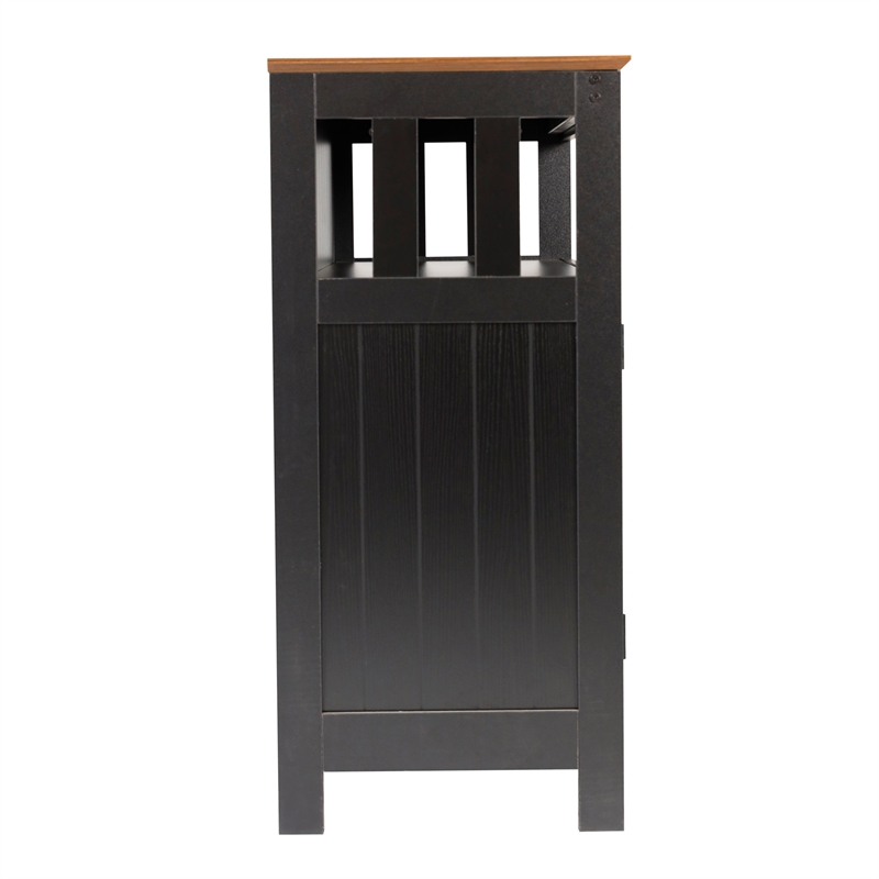 Pemberly Row Classic Sideboard and Buffet Cabinet with Storage in Black/Walnut