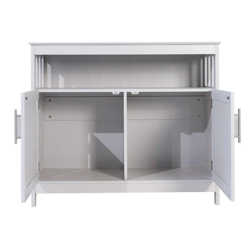 Pemberly Row Classic Sideboard and Buffet Cabinet with Storage in Gray