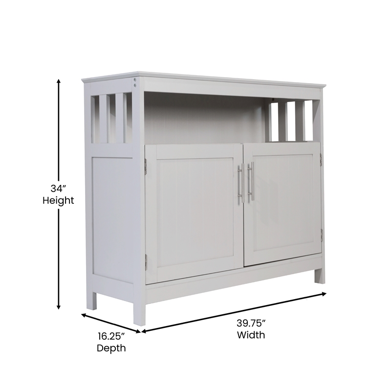 Pemberly Row Classic Sideboard and Buffet Cabinet with Storage in Gray