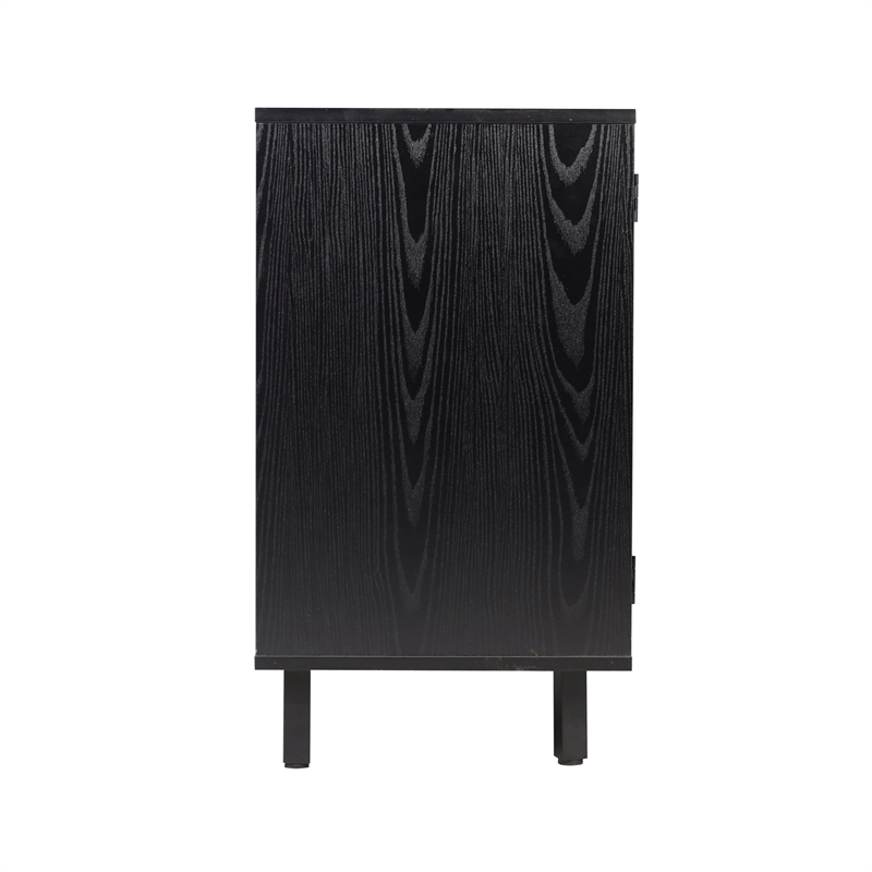 Pemberly Row Classic Sideboard and Bar Cabinet with Storage in Black