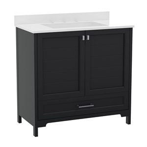 Pemberly Row 36&quot Bathroom Vanity with Undermount Sink Cabinet & Drawer in Black
