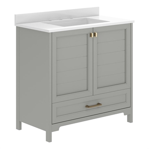 Pemberly Row 36&quot Bathroom Vanity with Undermount Sink Cabinet and Drawer in Gray