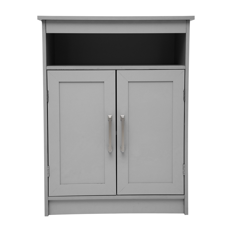 Pemberly Row Bathroom Storage Cabinet with 2 Magnetic Doors & Shelves in Gray