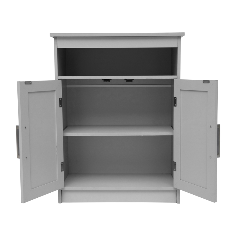 Pemberly Row Bathroom Storage Cabinet with 2 Magnetic Doors & Shelves in Gray