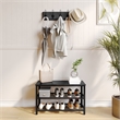 Pemberly Row 3-Tier Entryway Bench with Mesh Metal Shoe Storage Shelves
