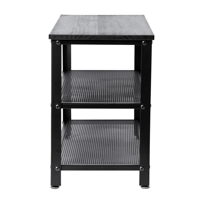 Pemberly Row 3-Tier Entryway Bench with Mesh Metal Shoe Storage Shelves