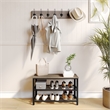 Pemberly Row 3-Tier Entryway Bench with Mesh Metal Shoe Storage Shelves
