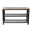 Pemberly Row 3-Tier Entryway Bench with Mesh Metal Shoe Storage Shelves
