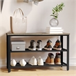 Pemberly Row 3-Tier Entryway Bench with Mesh Metal Shoe Storage Shelves