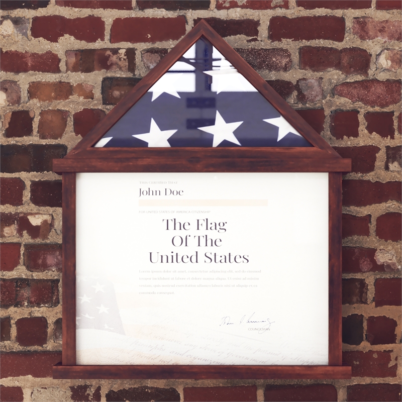 Pemberly Row Glass Front Flag Display Case with Certificate Holder for 3x5 Flag