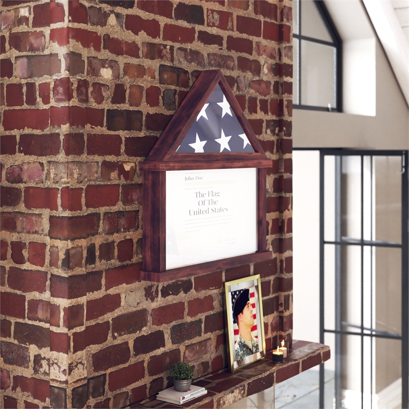 Pemberly Row Glass Front Flag Display Case with Certificate Holder for 9x5 Flag