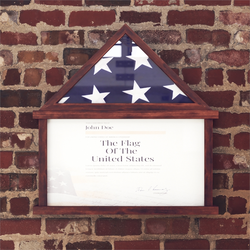 Pemberly Row Glass Front Flag Display Case with Certificate Holder for 9x5 Flag