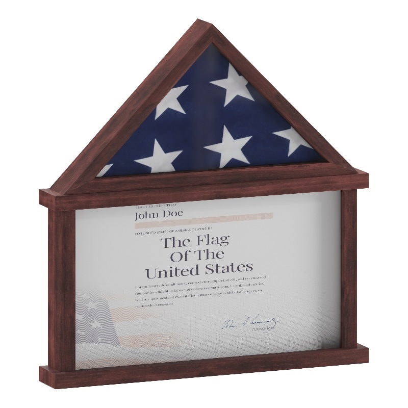 Pemberly Row Glass Front Flag Display Case with Certificate Holder for 9x5 Flag