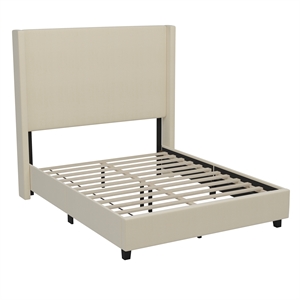 Pemberly Row Full Upholstered Platform Bed with Channel Stitched Headboard