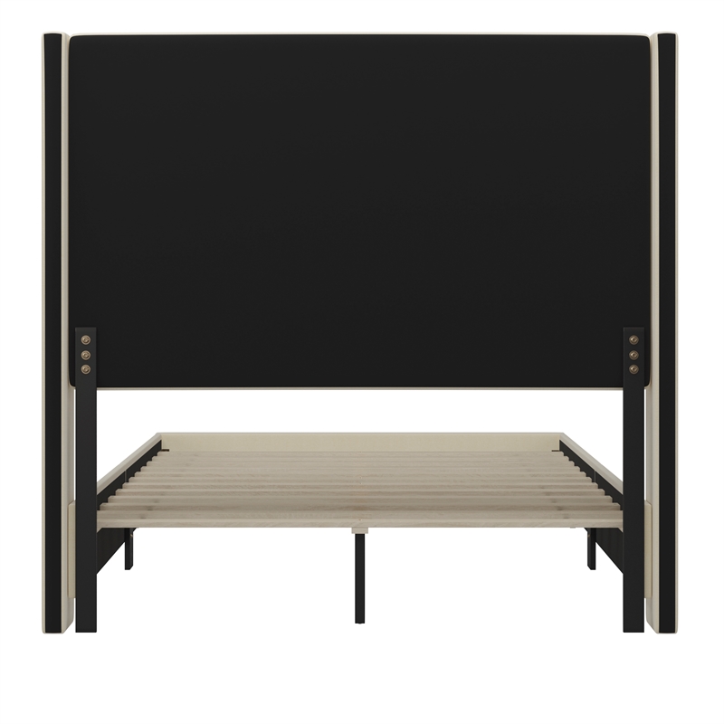 Pemberly Row Full Upholstered Platform Bed with Channel Stitched Headboard