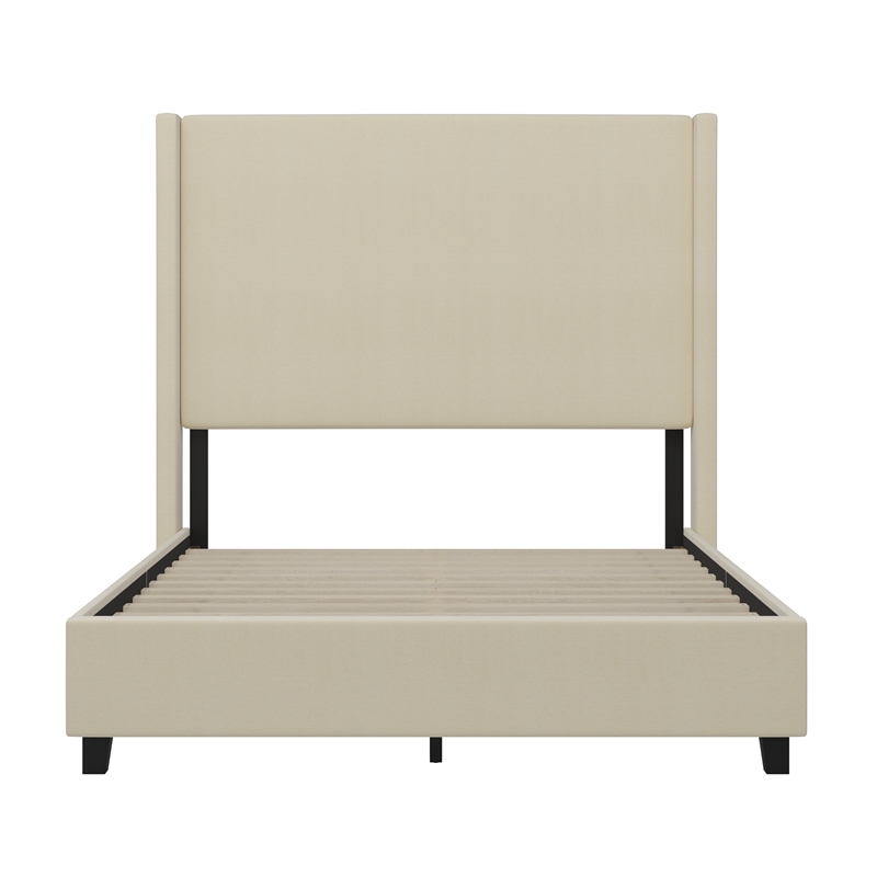 Pemberly Row Full Upholstered Platform Bed with Channel Stitched Headboard