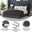 Pemberly Row Full Upholstered Platform Bed with Wingback Headboard in Charcoal