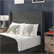 Pemberly Row Full Upholstered Platform Bed with Wingback Headboard in Charcoal
