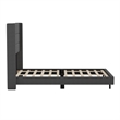 Pemberly Row Full Upholstered Platform Bed with Wingback Headboard in Charcoal