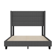 Pemberly Row Full Upholstered Platform Bed with Wingback Headboard in Charcoal
