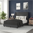 Pemberly Row Full Upholstered Platform Bed with Wingback Headboard in Charcoal