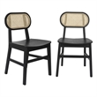 Pemberly Row 2 Pack Cane Rattan Event Chairs with Wood Backs and Seats