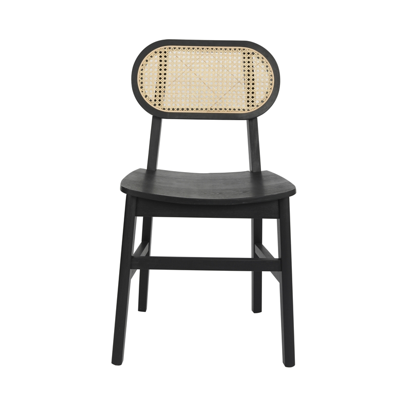 Pemberly Row 2 Pack Cane Rattan Event Chairs with Wood Backs and Seats