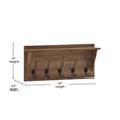 Pemberly Row Wall Mounted Coat Rack with Upper Shelf and Hooks in Rustic Brown