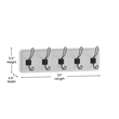 Pemberly Row Vintage Wall Mounted Storage Rack with 5 Hooks in White